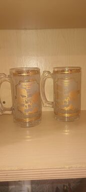 Vintage Culver Ltd. Tennessee The Volunteer State Beer Mugs - Set of 2 - 22K Gol